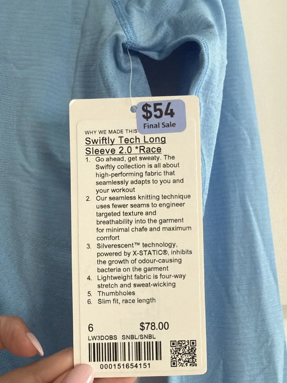 Lululemon Size 6 Swiftly Tech Long Sleeve 2.0 T-Shirt in Race Length